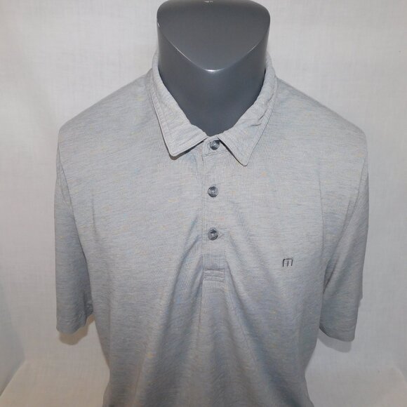 Travis Mathew Mens XL Gray with Color Speckles Short Sleeve Golf Polo Shirt - Picture 2 of 11